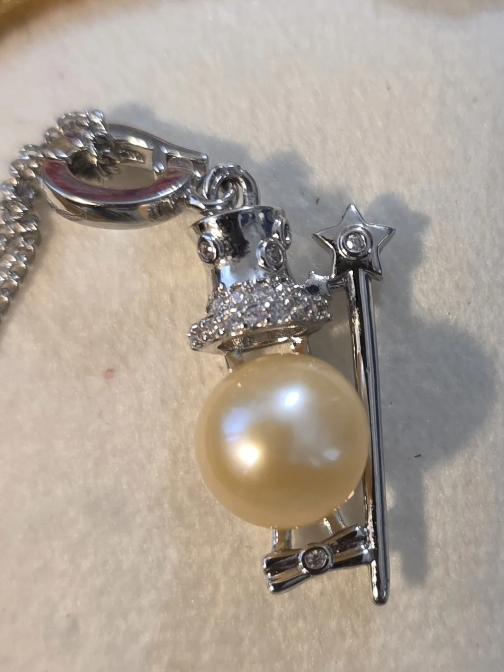 Silver Pearl Pendant Necklace - Gold Pearl